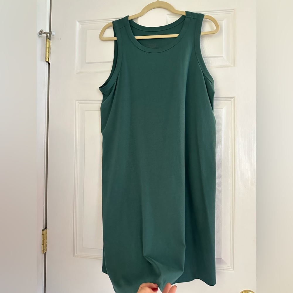 Sonoma L sleeveless green summer dress with pockets!